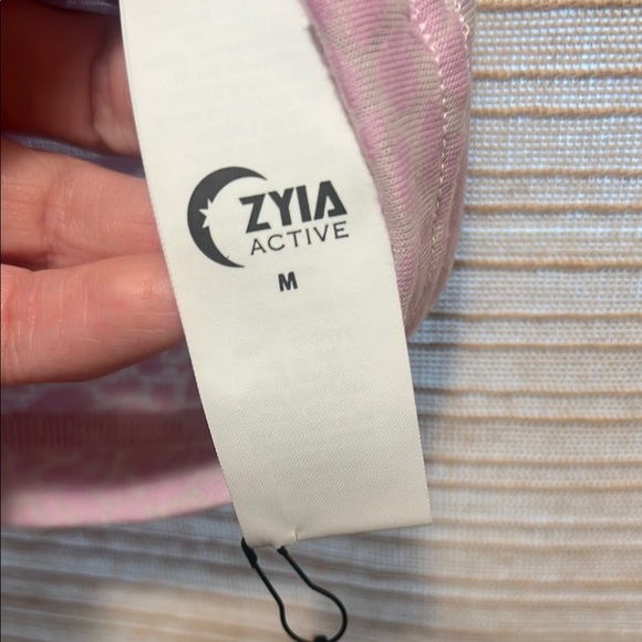 NWT Zyia Active Muted Pink Mosaic Cropped Workout Top - Picture 4 of 7